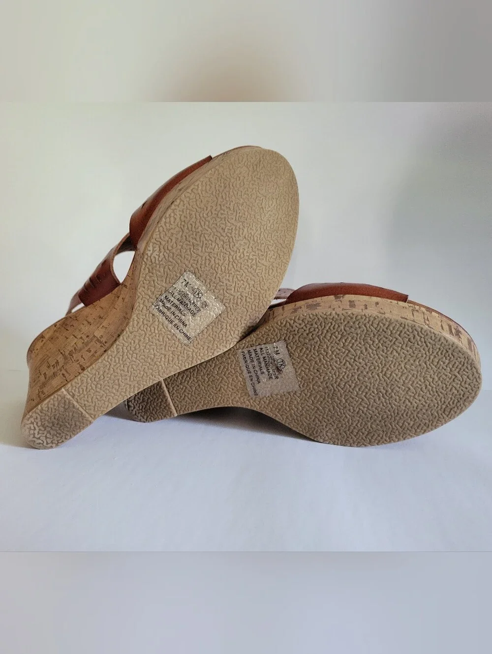Maurices Womens Brown Laser Cut Cork Platform Wedge Sandals Size 7M Boho Y2K